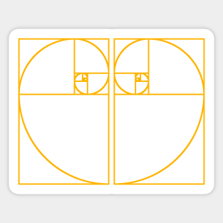 Golden Heart Made up of The Golden Ratio Fibonacci Spiral Sticker